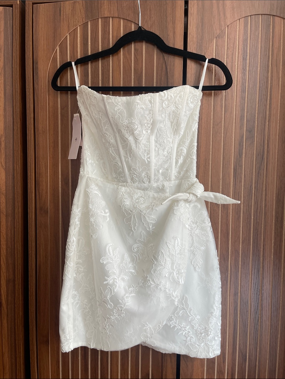 V. Chapman Nigella White Lace Corset Tie Front Mini Dress, Anthropologie Bridal